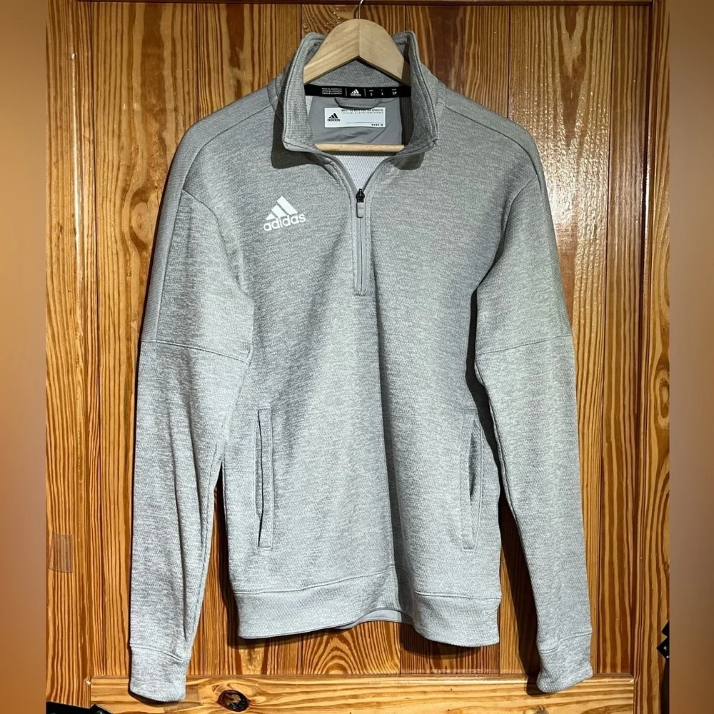 Adidas Men's Small Quarter Zip Gray Medium-Weight Golf Training Pullover